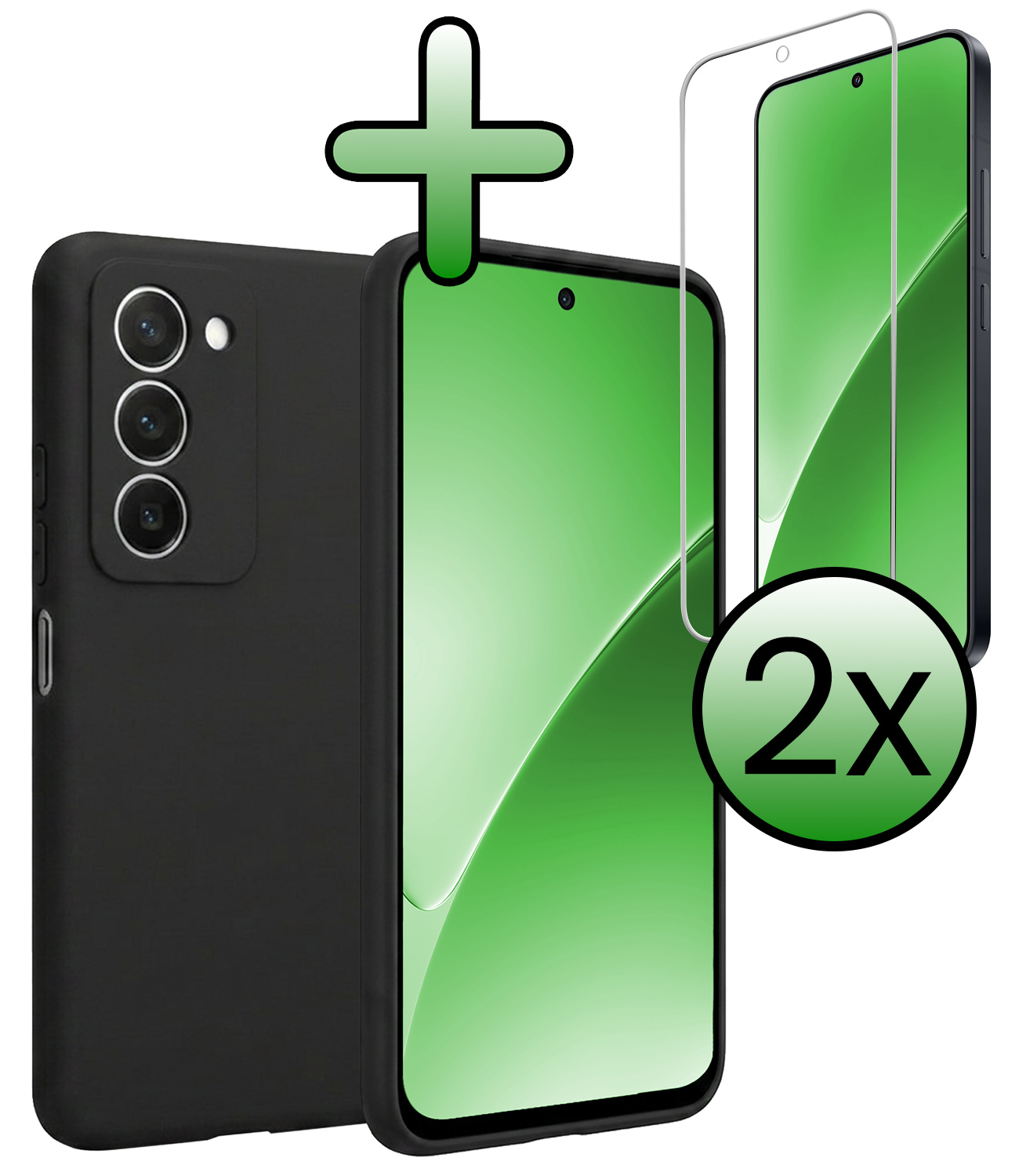 BASEY. BASEY. Xiaomi 15 Hoesje Siliconen Met 2x Screenprotector - Zwart