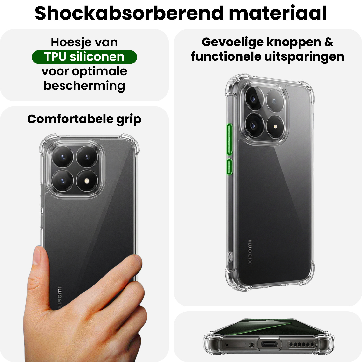 BASEY. BASEY. Xiaomi 15T Hoesje Shockproof - Transparant - 2 PACK