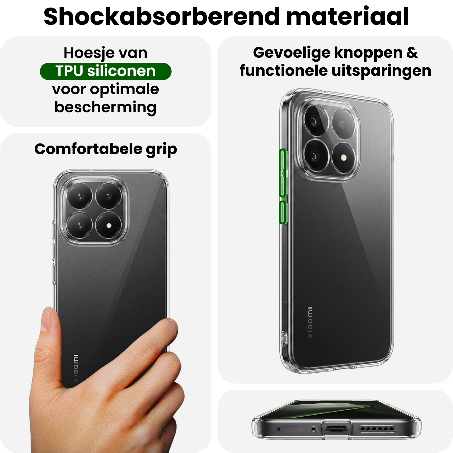 BASEY. BASEY. Xiaomi 15T Hoesje Siliconen - Transparant - 2 PACK