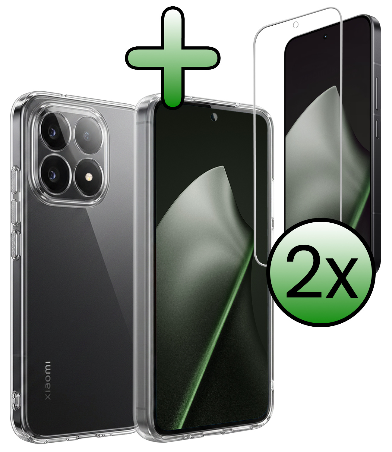BASEY. BASEY. Xiaomi 15T Hoesje Siliconen Met 2x Screenprotector - Transparant