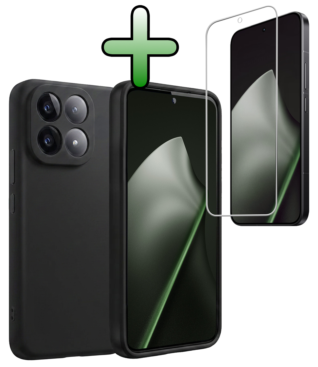 BASEY. BASEY. Xiaomi 15T Hoesje Siliconen Met Screenprotector - Zwart