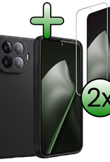 BASEY. BASEY. Xiaomi 15T Pro Hoesje Siliconen Met 2x Screenprotector - Zwart