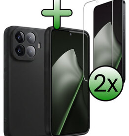 BASEY. BASEY. Xiaomi 15T Pro Hoesje Siliconen Met 2x Screenprotector - Zwart