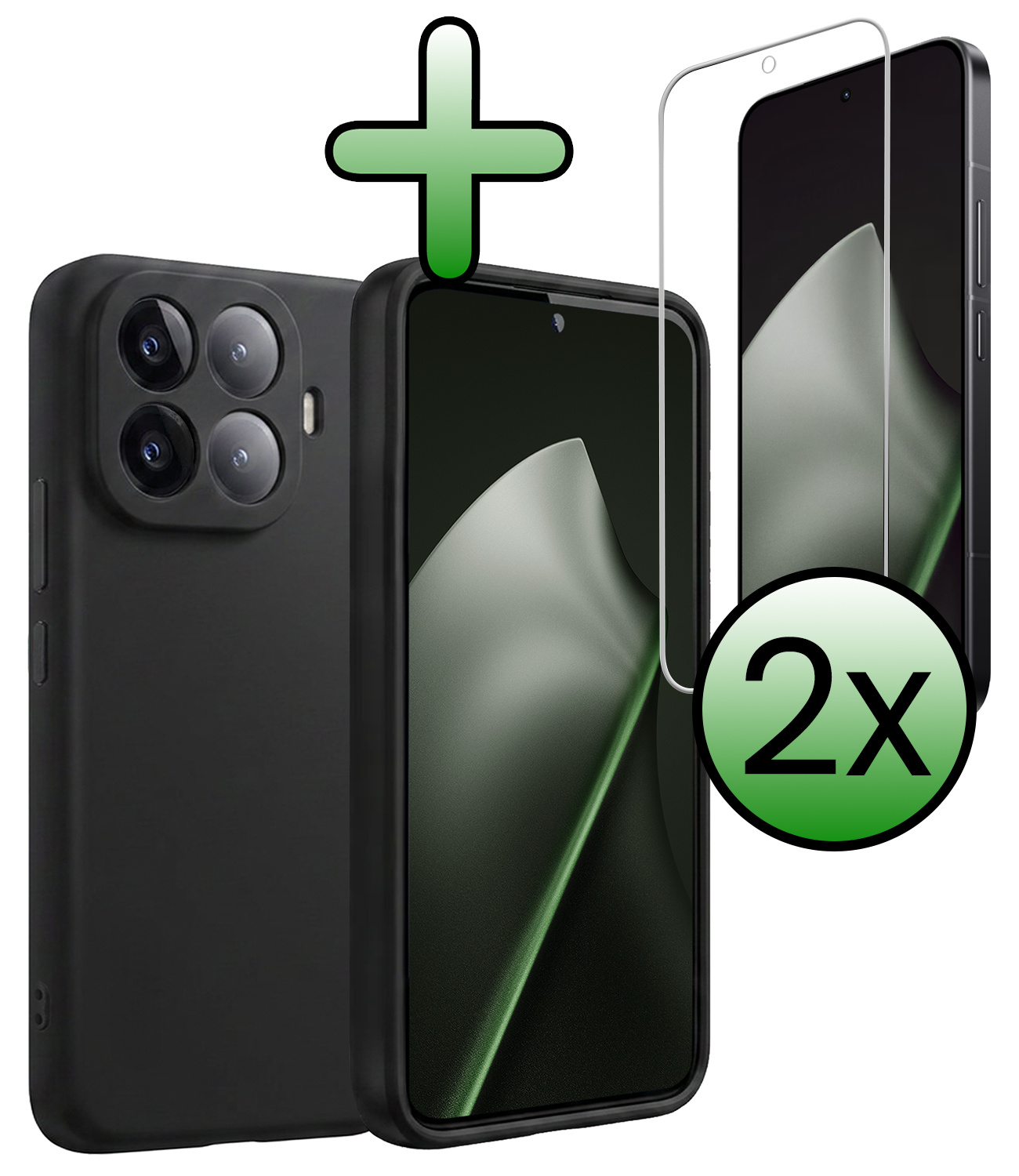 BASEY. BASEY. Xiaomi 15T Pro Hoesje Siliconen Met 2x Screenprotector - Zwart