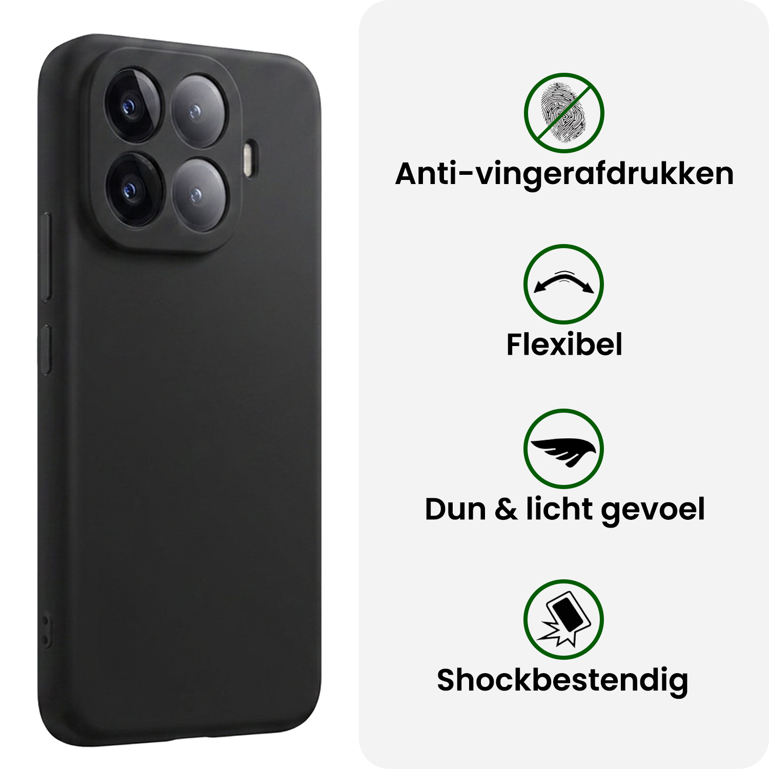 BASEY. BASEY. Xiaomi 15T Pro Hoesje Siliconen Met 2x Screenprotector - Zwart