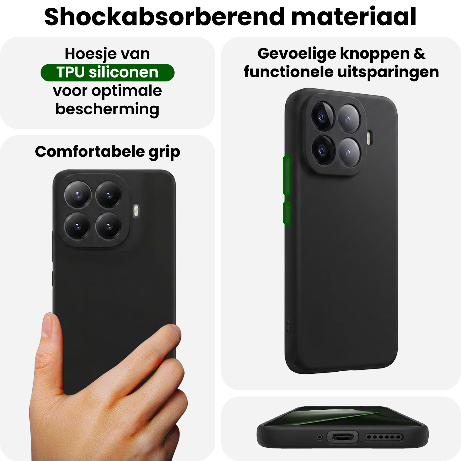 BASEY. BASEY. Xiaomi 15T Pro Hoesje Siliconen Met 2x Screenprotector - Zwart