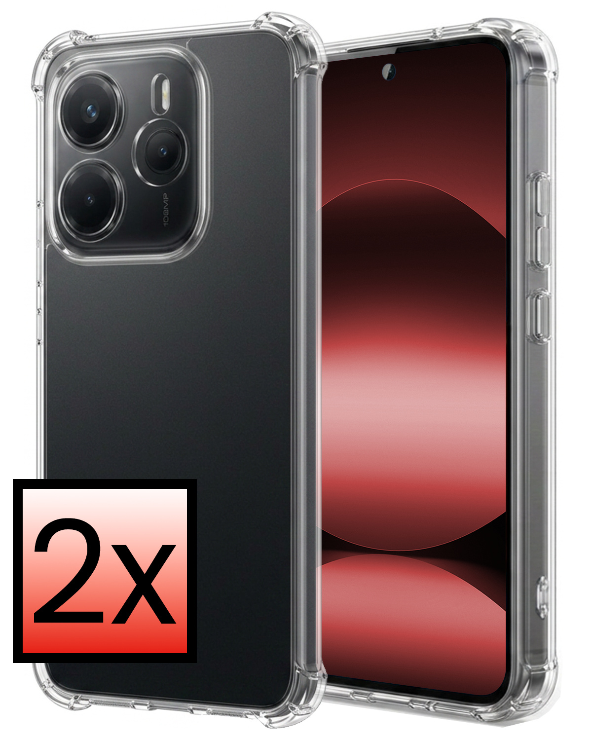 NoXx NoXx Xiaomi Redmi Note 14 5G Hoesje Shockproof - Transparant - 2 PACK