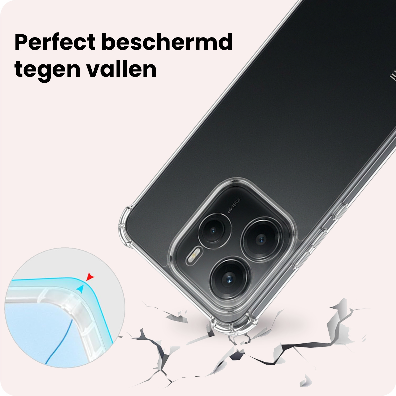 NoXx NoXx Xiaomi Redmi Note 14 5G Hoesje Shockproof - Transparant - 2 PACK