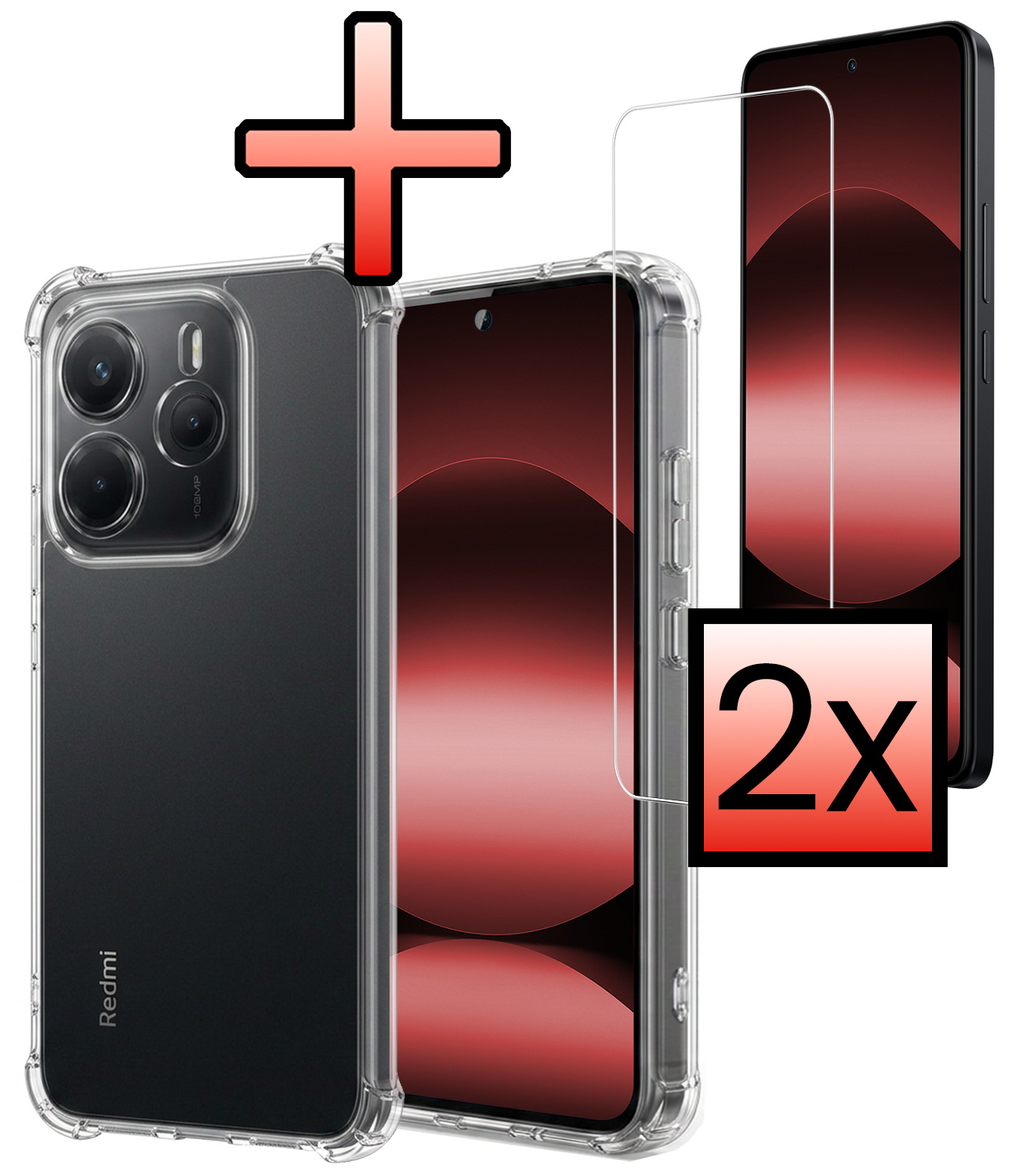 NoXx NoXx Xiaomi Redmi Note 14 5G Hoesje Shockproof Met 2x Screenprotector