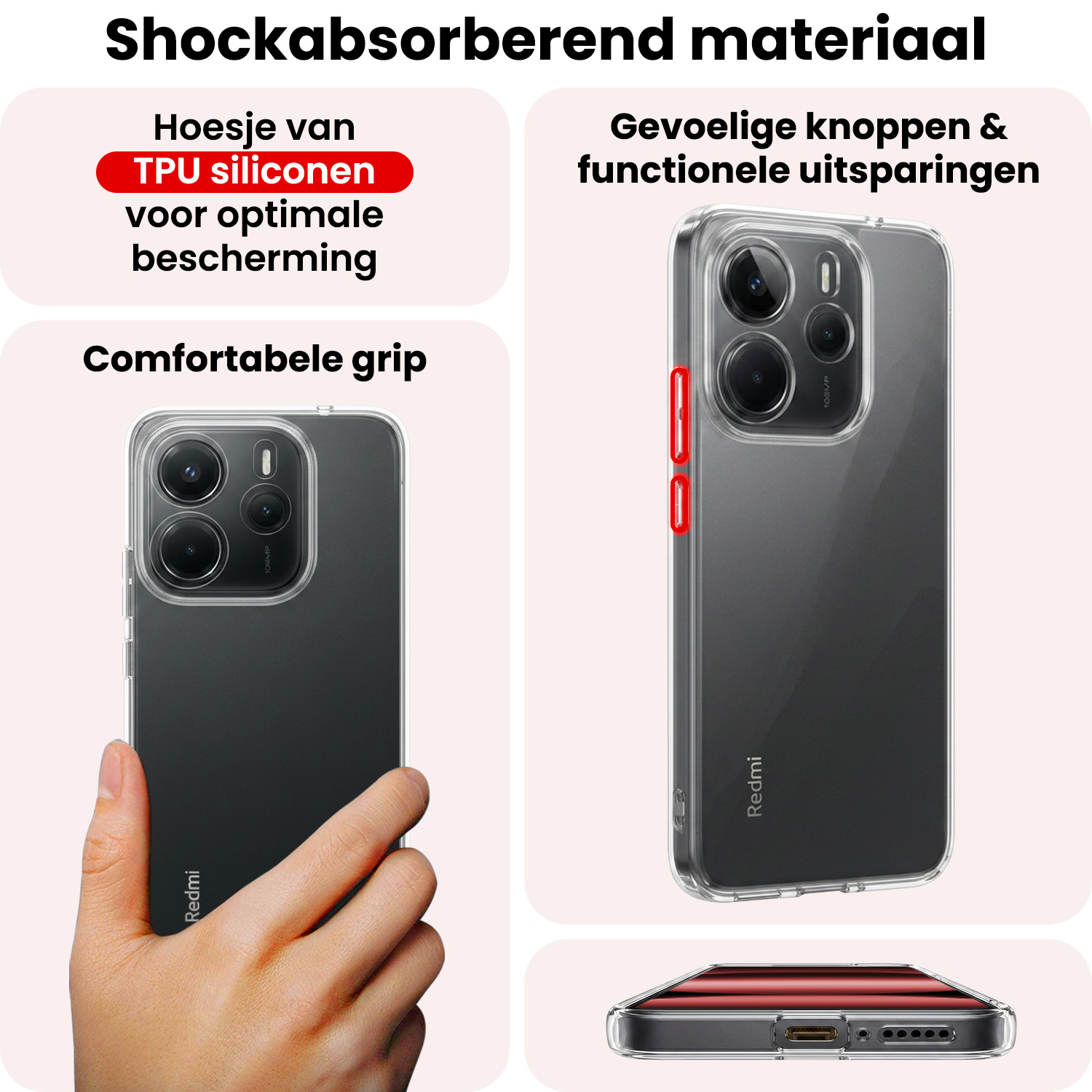 NoXx NoXx Xiaomi Redmi Note 14 5G Hoesje Siliconen - Transparant