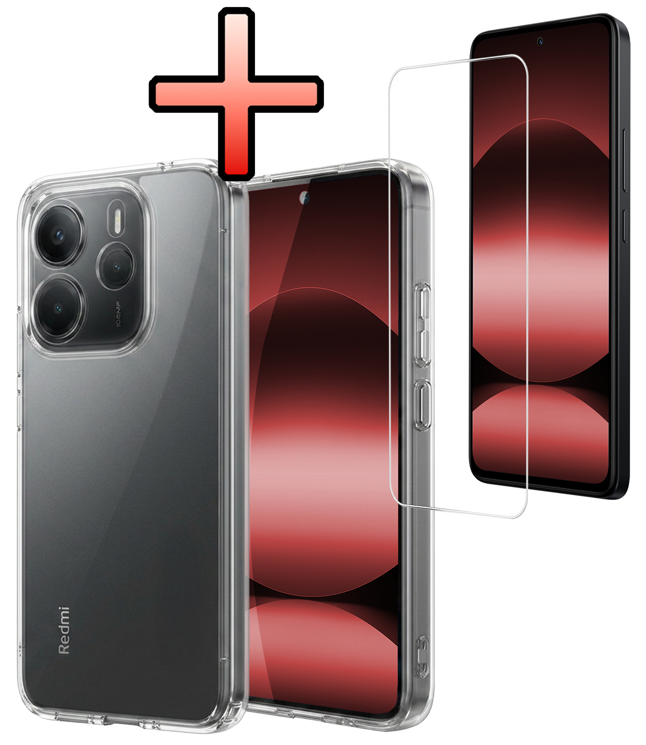 NoXx NoXx Xiaomi Redmi Note 14 5G Hoesje Siliconen Met Screenprotector - Transparant