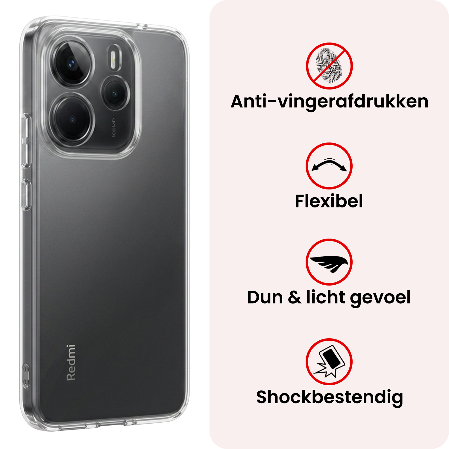 NoXx NoXx Xiaomi Redmi Note 14 5G Hoesje Siliconen Met Screenprotector - Transparant
