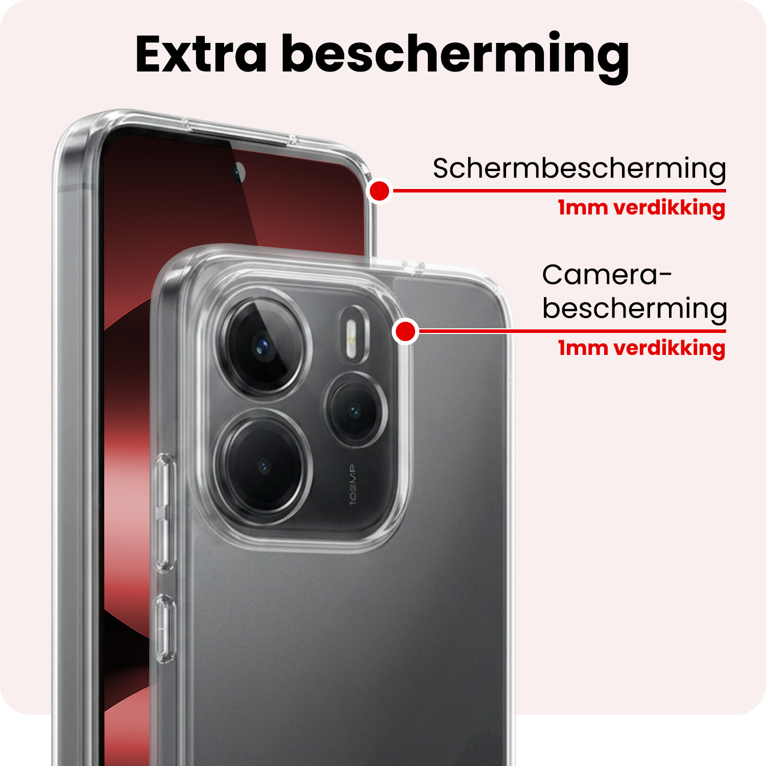 NoXx NoXx Xiaomi Redmi Note 14 5G Hoesje Siliconen Met Screenprotector - Transparant