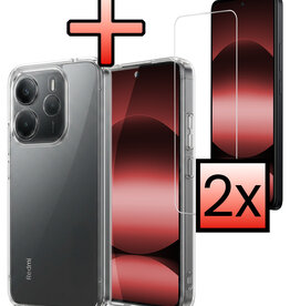 NoXx NoXx Xiaomi Redmi Note 14 5G Hoesje Siliconen Met 2x Screenprotector - Transparant