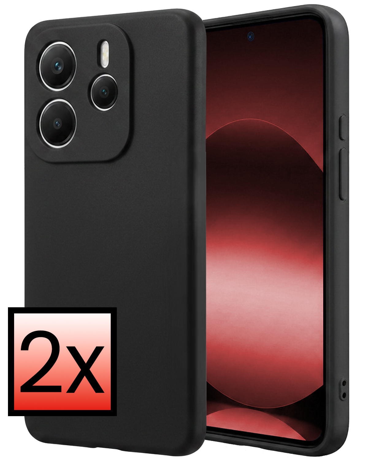 NoXx NoXx Xiaomi Redmi Note 14 5G Hoesje Siliconen - Zwart - 2 PACK