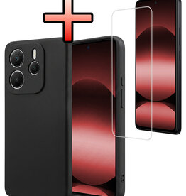 NoXx NoXx Xiaomi Redmi Note 14 5G Hoesje Siliconen Met Screenprotector - Zwart