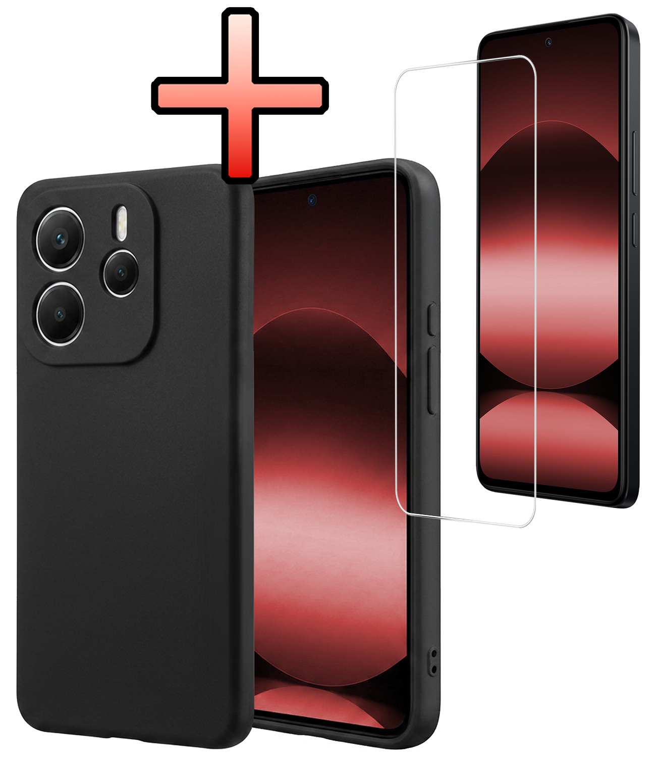 NoXx NoXx Xiaomi Redmi Note 14 5G Hoesje Siliconen Met Screenprotector - Zwart