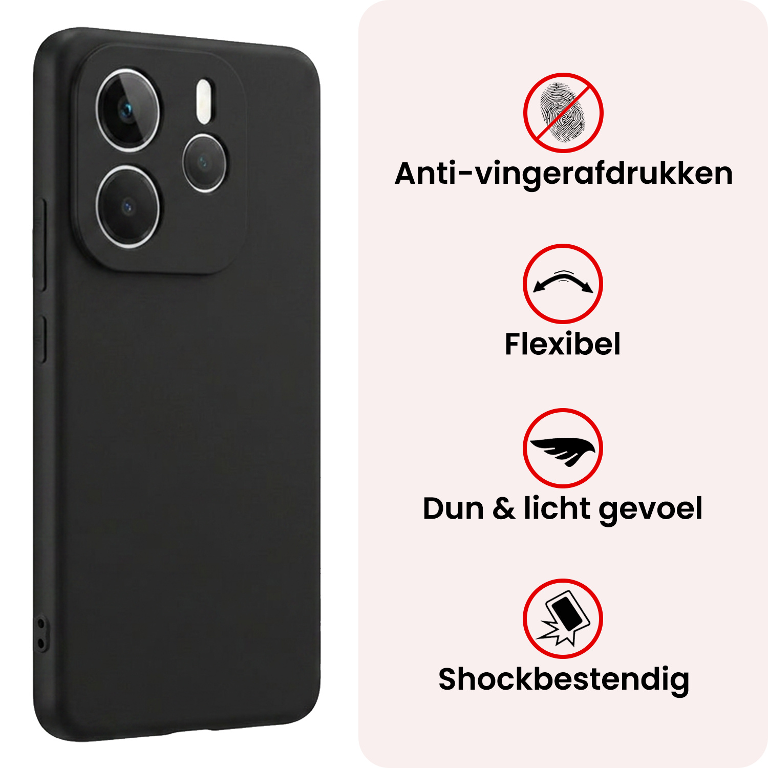NoXx NoXx Xiaomi Redmi Note 14 5G Hoesje Siliconen Met Screenprotector - Zwart