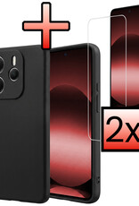 NoXx NoXx Xiaomi Redmi Note 14 5G Hoesje Siliconen Met 2x Screenprotector - Zwart