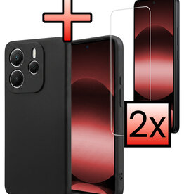 NoXx NoXx Xiaomi Redmi Note 14 5G Hoesje Siliconen Met 2x Screenprotector - Zwart
