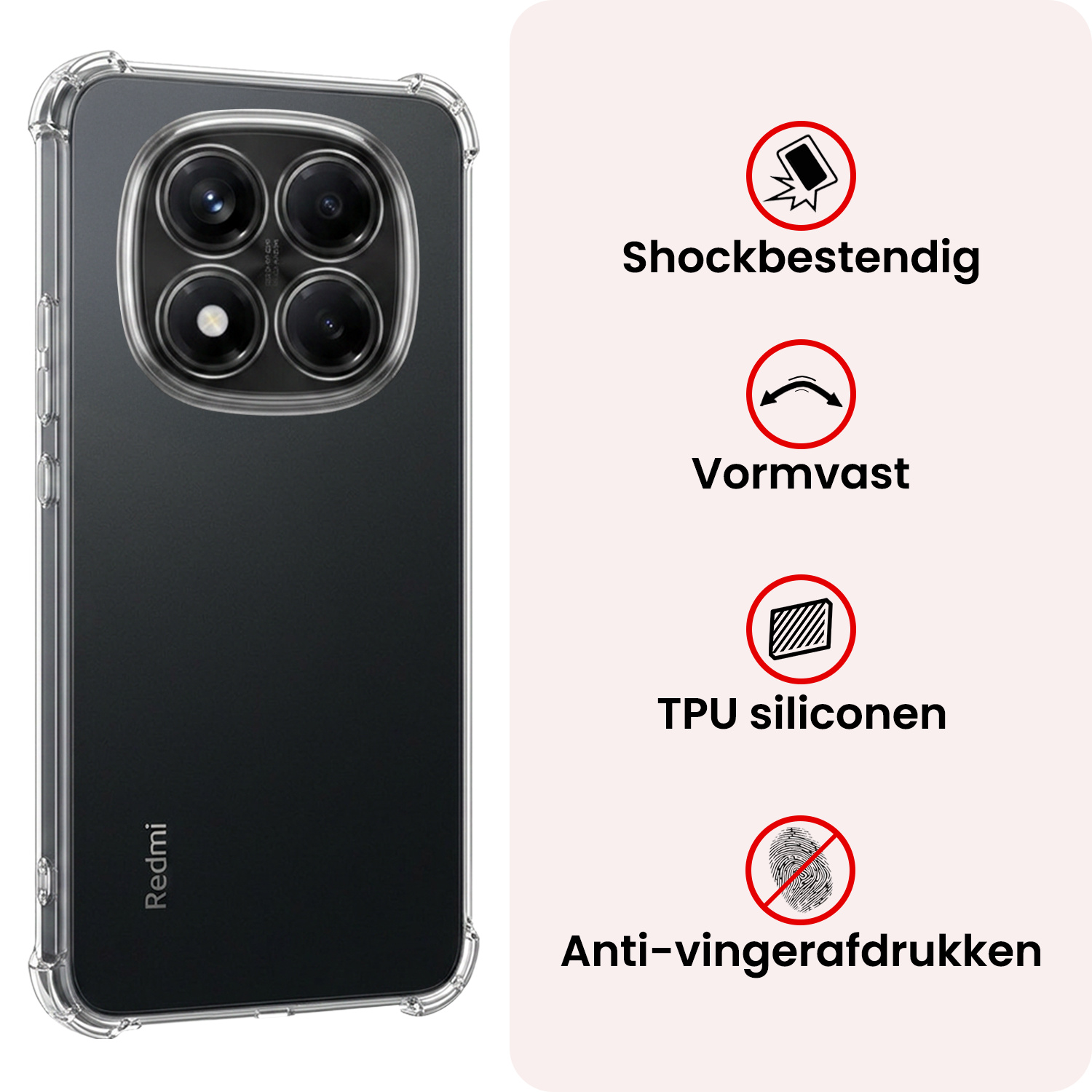 NoXx NoXx Xiaomi Redmi Note 14 Pro 5G Hoesje Shockproof - Transparant
