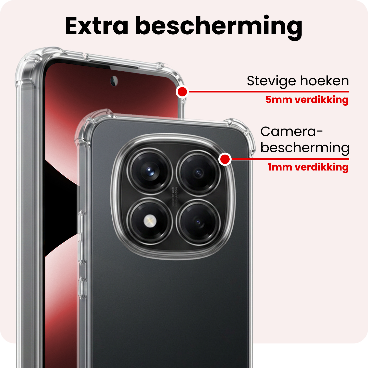 NoXx NoXx Xiaomi Redmi Note 14 Pro 5G Hoesje Shockproof - Transparant