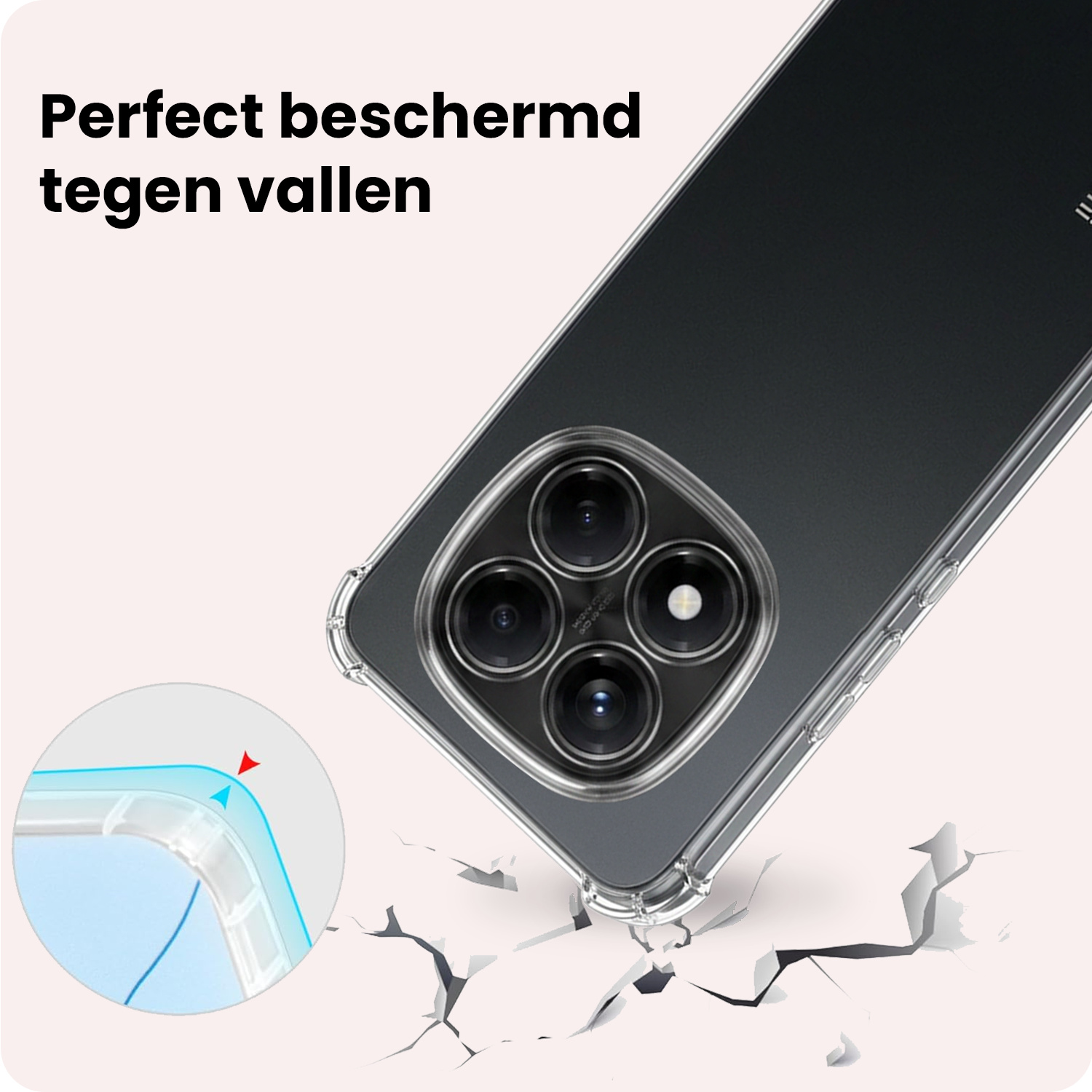 NoXx NoXx Xiaomi Redmi Note 14 Pro 5G Hoesje Shockproof - Transparant - 2 PACK