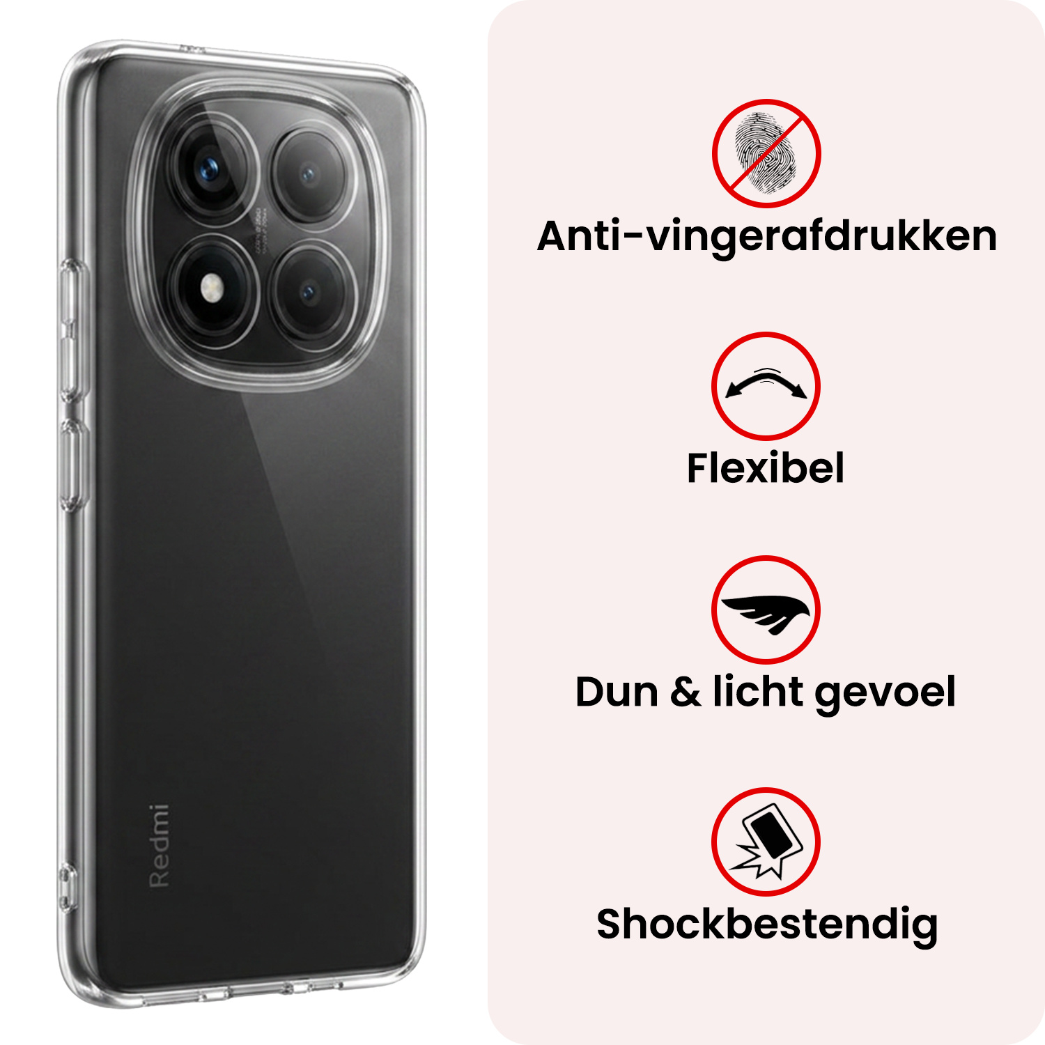 NoXx NoXx Xiaomi Redmi Note 14 Pro 5G Hoesje Siliconen Met Screenprotector - Transparant