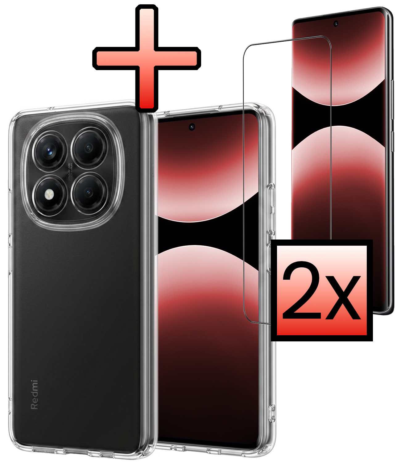 NoXx NoXx Xiaomi Redmi Note 14 Pro 5G Hoesje Siliconen Met 2x Screenprotector - Transparant