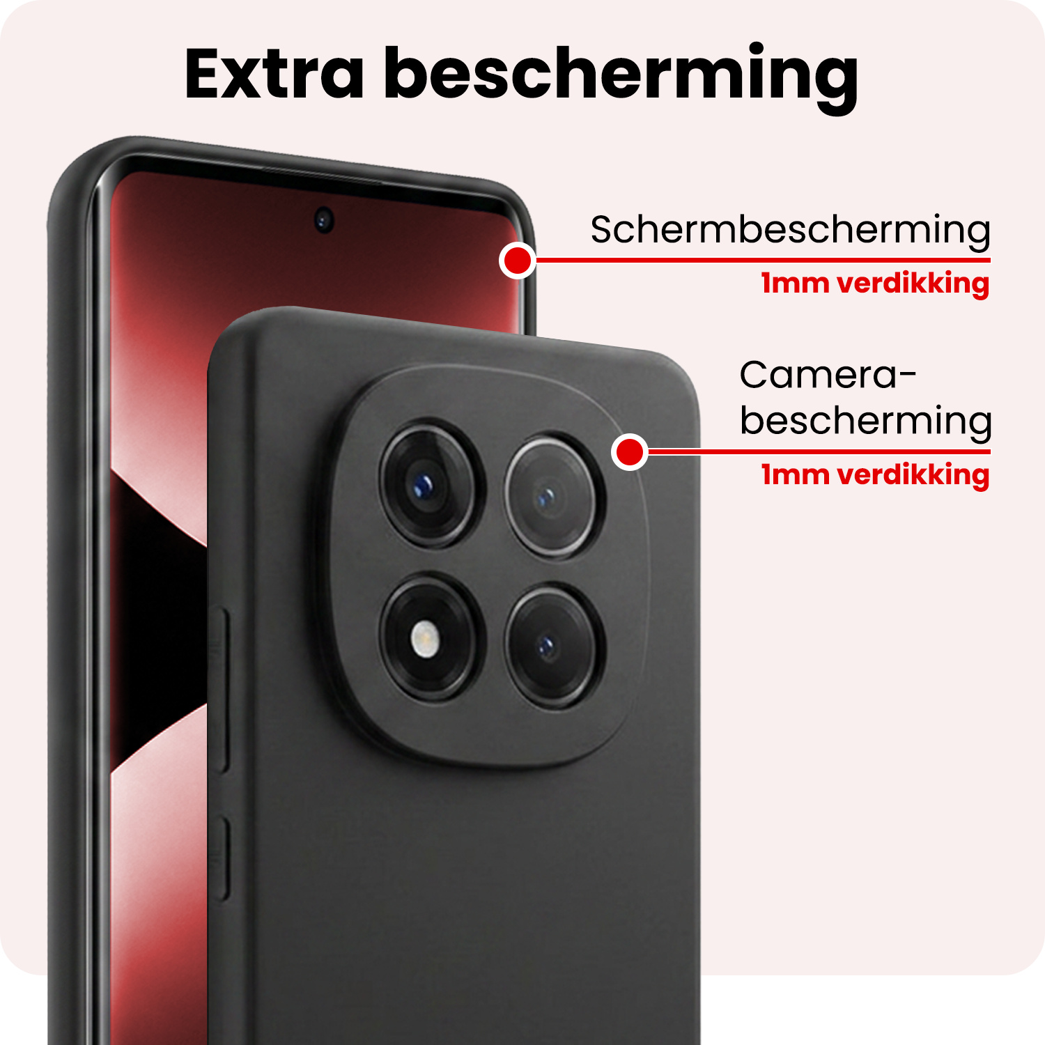 NoXx NoXx Xiaomi Redmi Note 14 Pro 5G Hoesje Siliconen - Zwart - 2 PACK