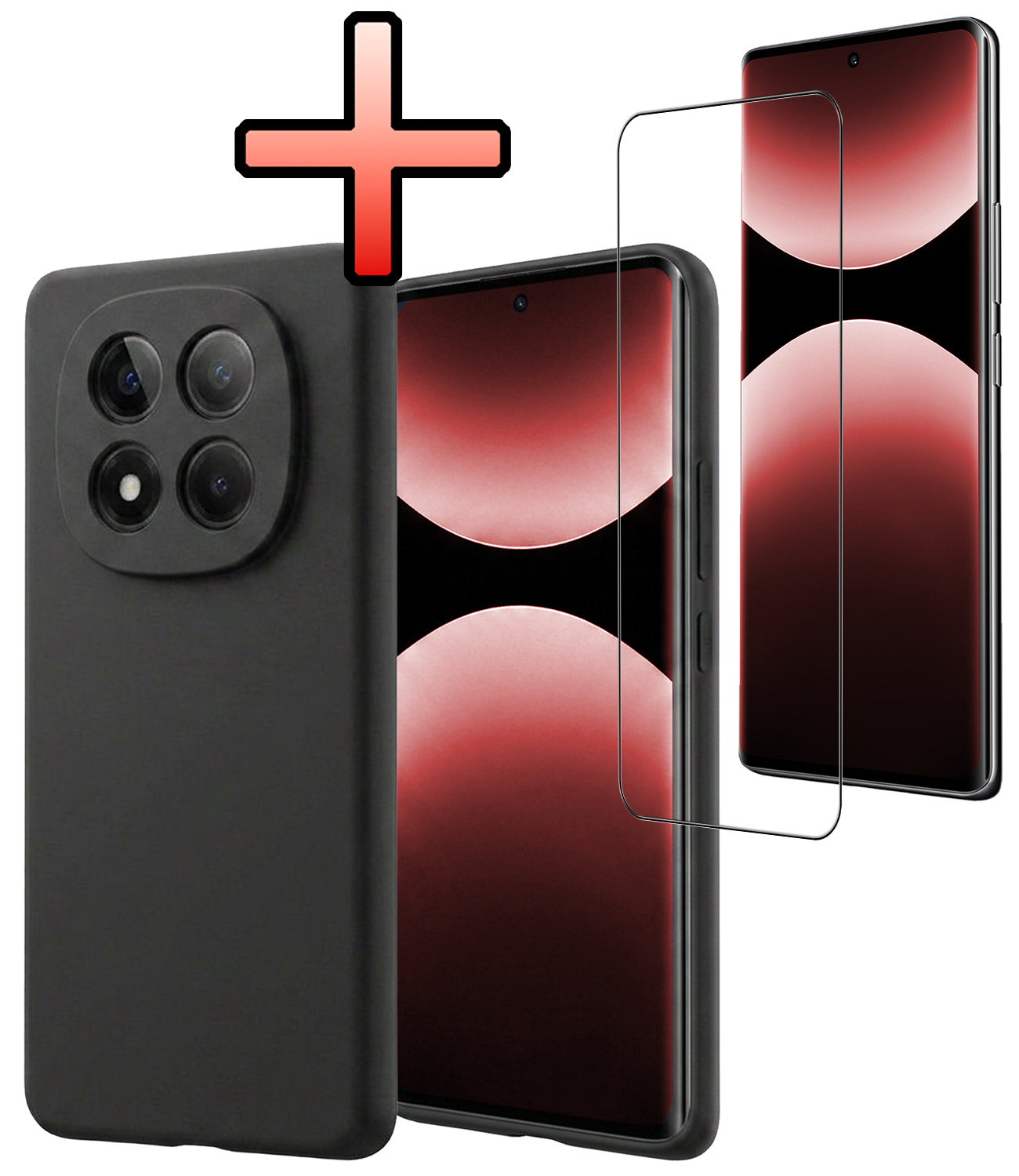 NoXx NoXx Xiaomi Redmi Note 14 Pro 5G Hoesje Siliconen Met Screenprotector - Zwart