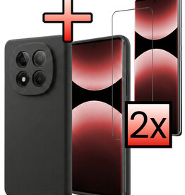 NoXx NoXx Xiaomi Redmi Note 14 Pro 5G Hoesje Siliconen Met 2x Screenprotector - Zwart