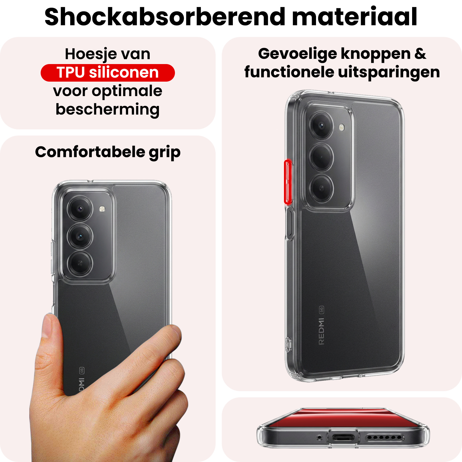 NoXx NoXx Xiaomi 15 Hoesje Siliconen Met Screenprotector - Transparant