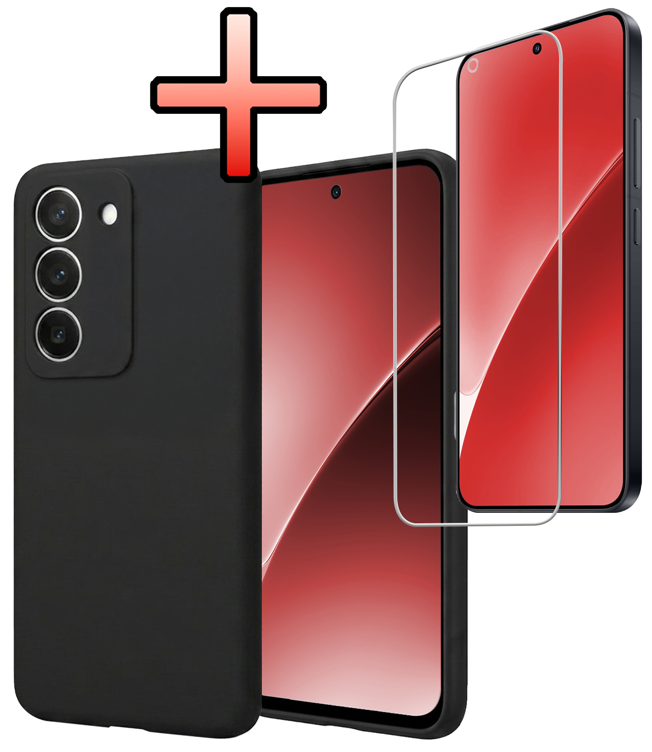 NoXx NoXx Xiaomi 15 Hoesje Siliconen Met Screenprotector - Zwart