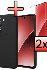NoXx NoXx Xiaomi 15 Hoesje Siliconen Met 2x Screenprotector - Zwart