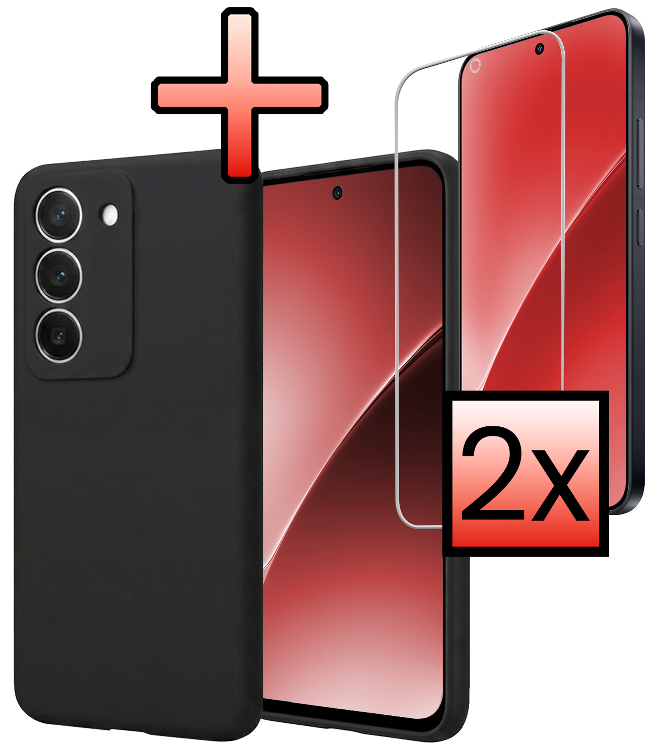 NoXx NoXx Xiaomi 15 Hoesje Siliconen Met 2x Screenprotector - Zwart