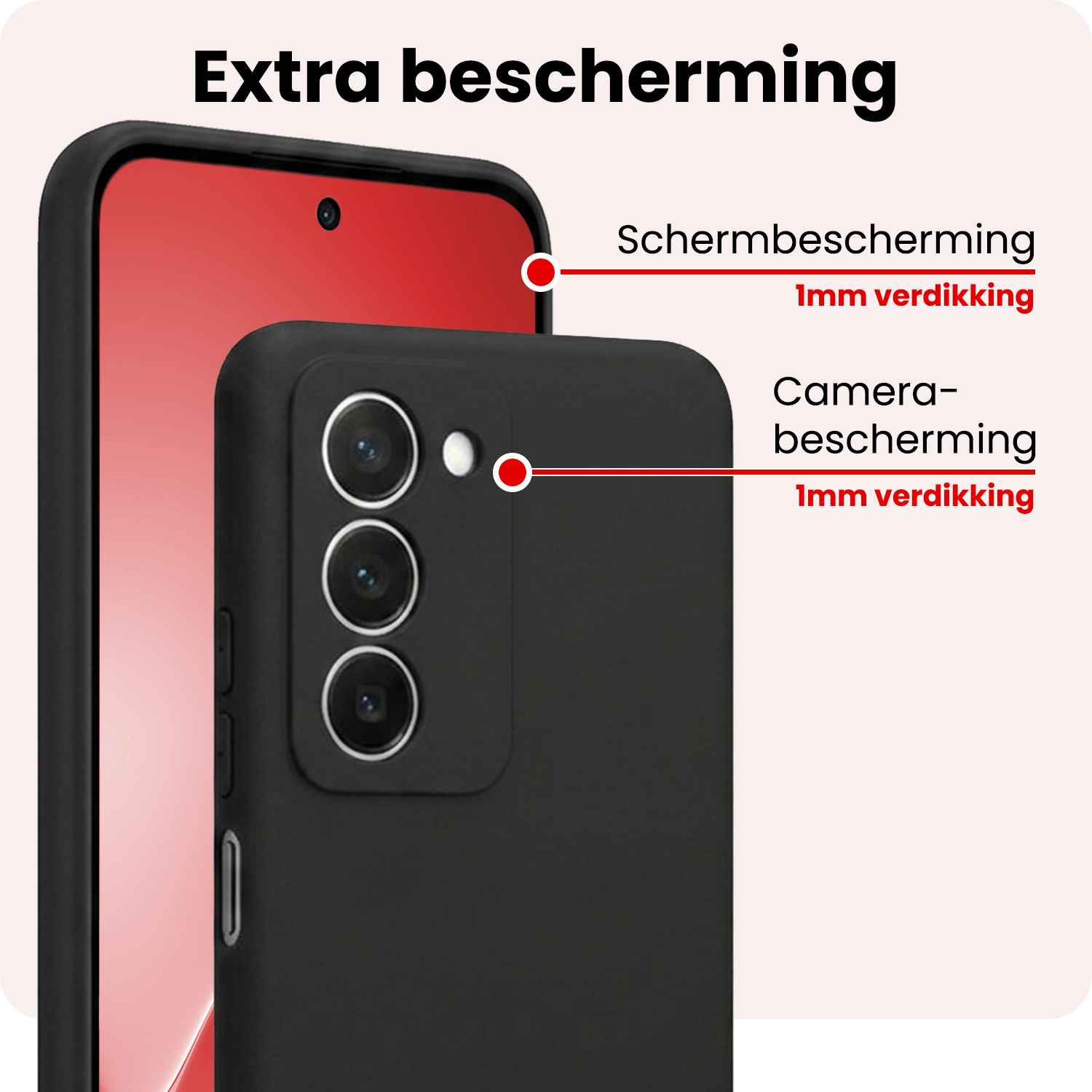 NoXx NoXx Xiaomi 15 Hoesje Siliconen Met 2x Screenprotector - Zwart