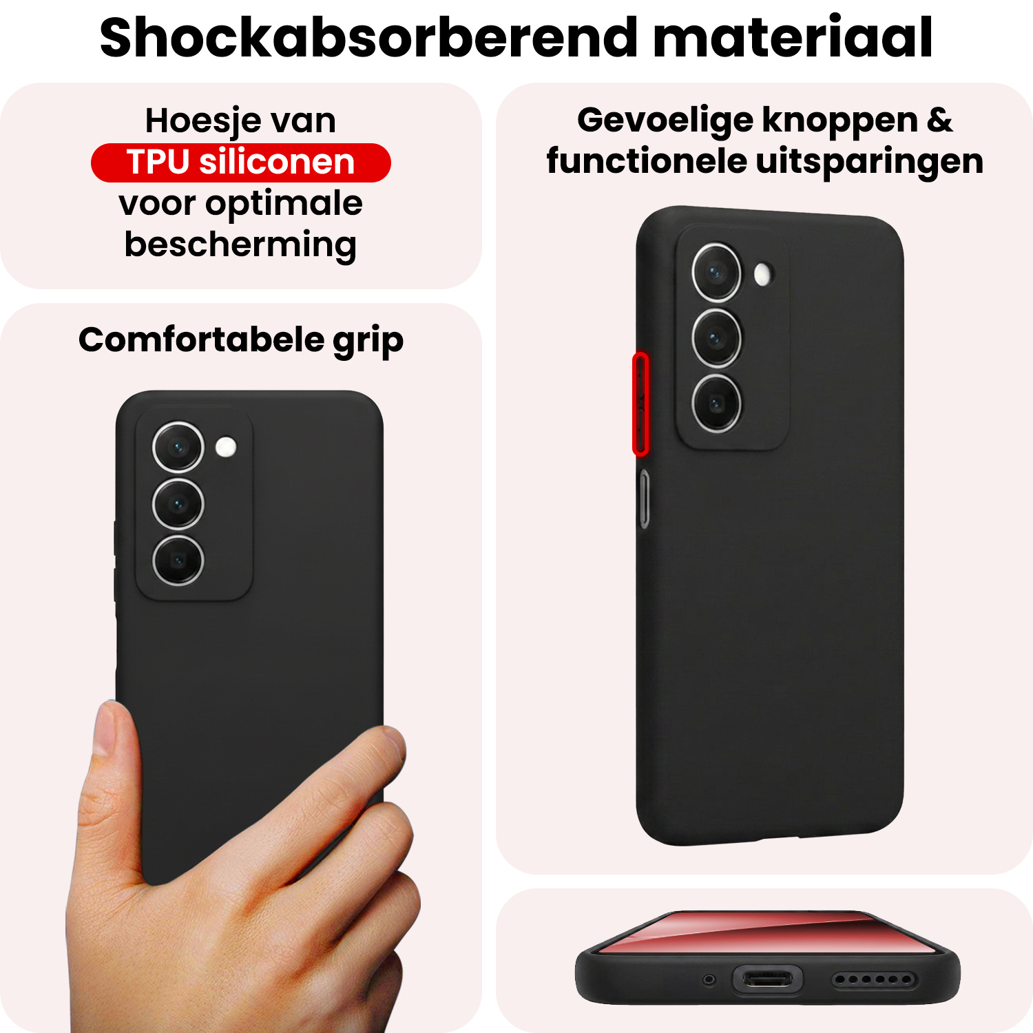 NoXx NoXx Xiaomi 15 Hoesje Siliconen Met 2x Screenprotector - Zwart