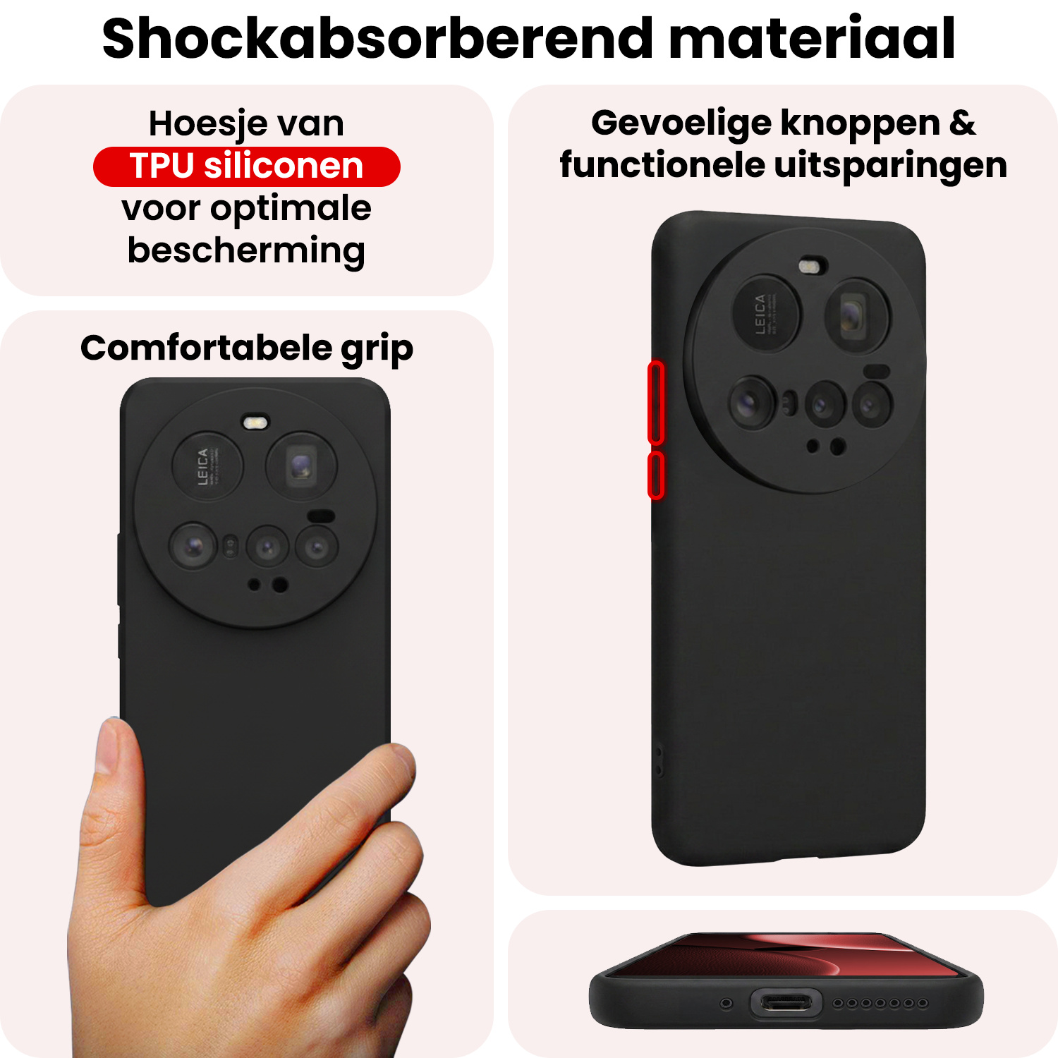 NoXx NoXx Xiaomi 15 Ultra Hoesje Siliconen Met Screenprotector - Zwart
