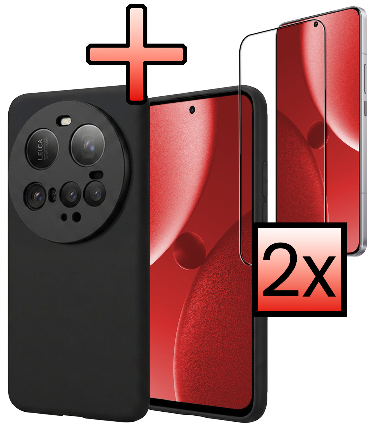 NoXx NoXx Xiaomi 15 Ultra Hoesje Siliconen Met 2x Screenprotector - Zwart