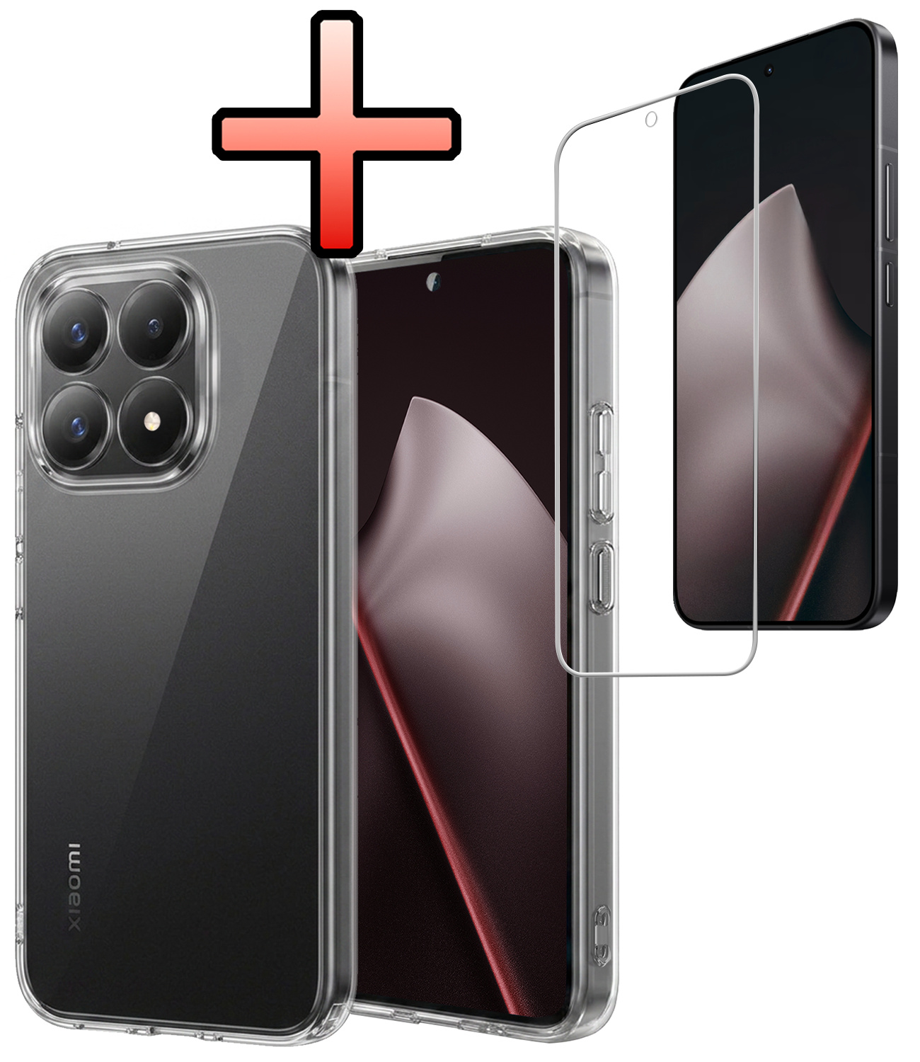 NoXx NoXx Xiaomi 15T Hoesje Siliconen Met Screenprotector - Transparant
