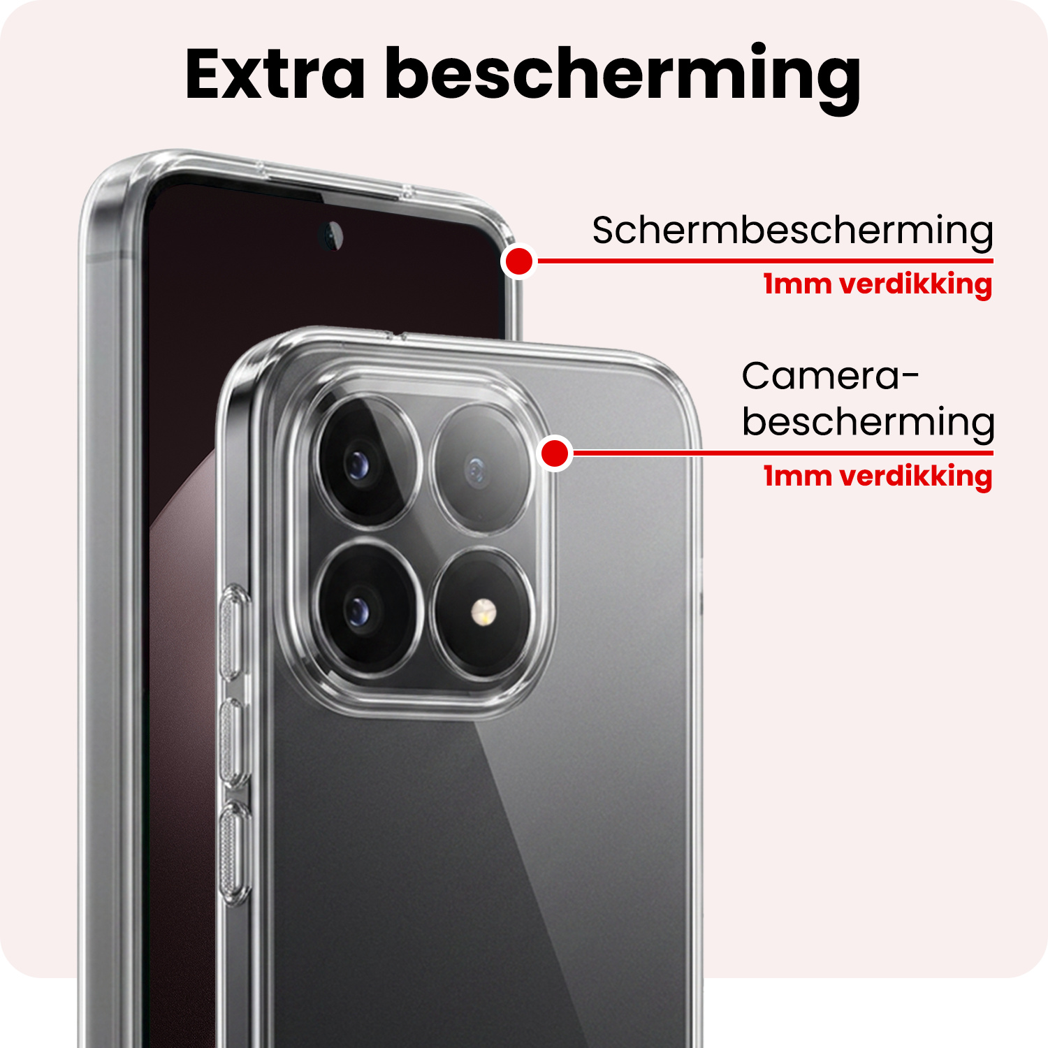 NoXx NoXx Xiaomi 15T Hoesje Siliconen Met Screenprotector - Transparant