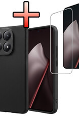 NoXx NoXx Xiaomi 15T Hoesje Siliconen Met Screenprotector - Zwart