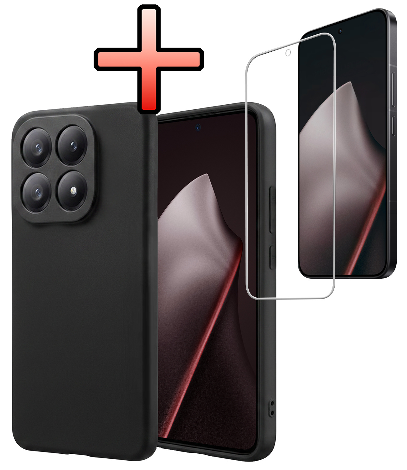NoXx NoXx Xiaomi 15T Hoesje Siliconen Met Screenprotector - Zwart