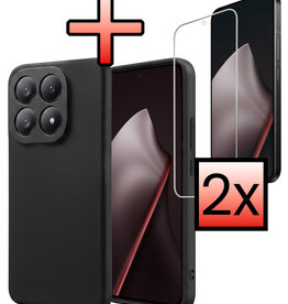NoXx NoXx Xiaomi 15T Hoesje Siliconen Met 2x Screenprotector - Zwart