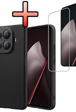 NoXx NoXx Xiaomi 15T Pro Hoesje Siliconen Met Screenprotector - Zwart