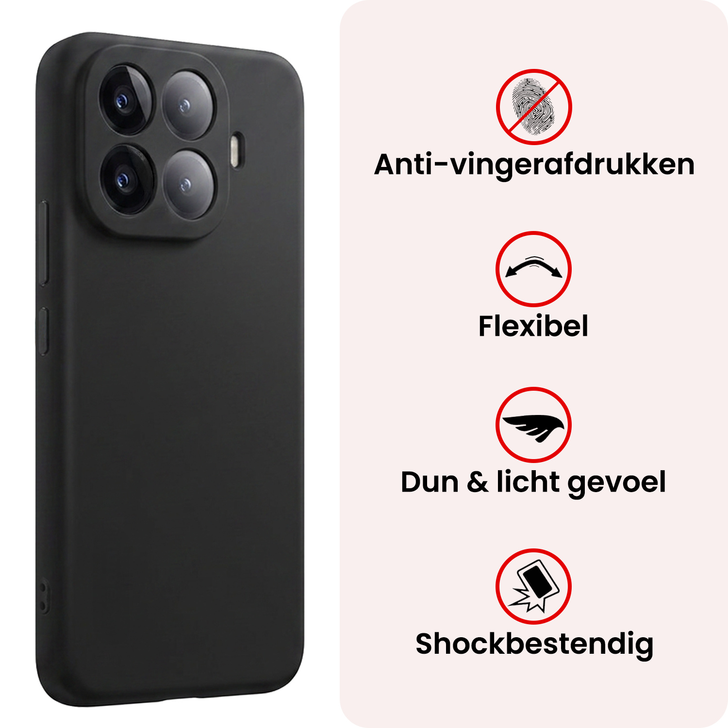NoXx NoXx Xiaomi 15T Pro Hoesje Siliconen Met Screenprotector - Zwart