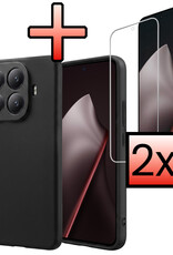 NoXx NoXx Xiaomi 15T Pro Hoesje Siliconen Met 2x Screenprotector - Zwart