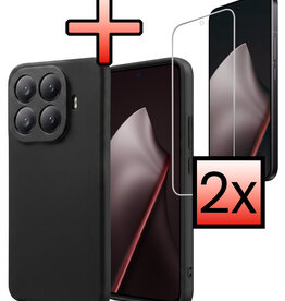 NoXx NoXx Xiaomi 15T Pro Hoesje Siliconen Met 2x Screenprotector - Zwart