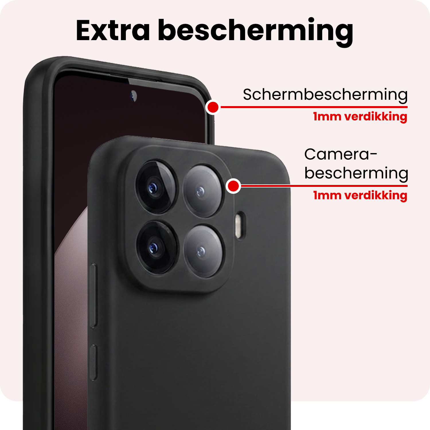 NoXx NoXx Xiaomi 15T Pro Hoesje Siliconen Met 2x Screenprotector - Zwart